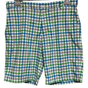 Nike Golf Dri-Fit Mens Shorts 36 Flat Front Plaid‎ Check Chino Comfort